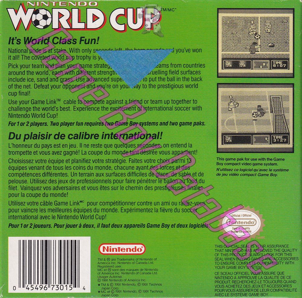 Nintendo World Cup CAN-1 Back of the box