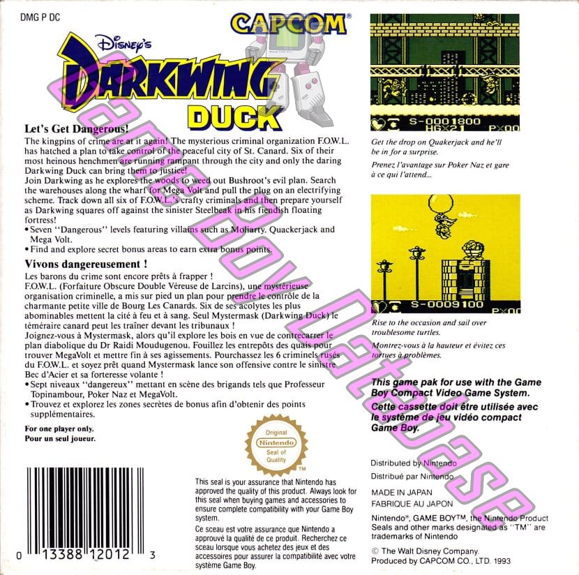 Darkwing Duck (Disney's) FAH Back of the box