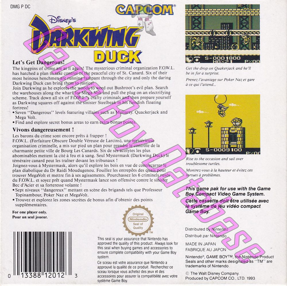 Darkwing Duck (Disney's) FAH-1 Back of the box