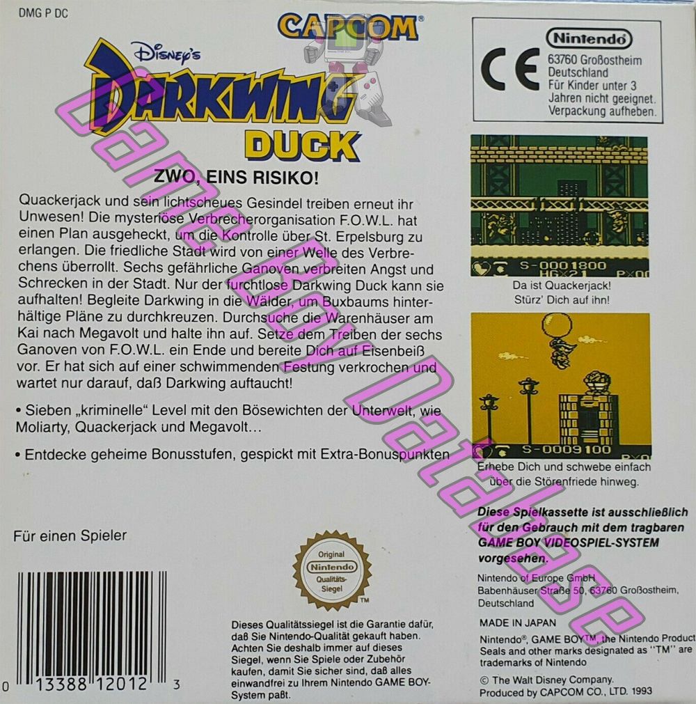 Darkwing Duck (Disney's) NOE Back of the box