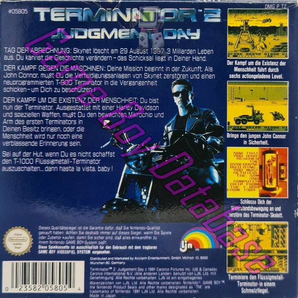 T2 Terminator 2 Judgment Day NOE-3 Back of the box