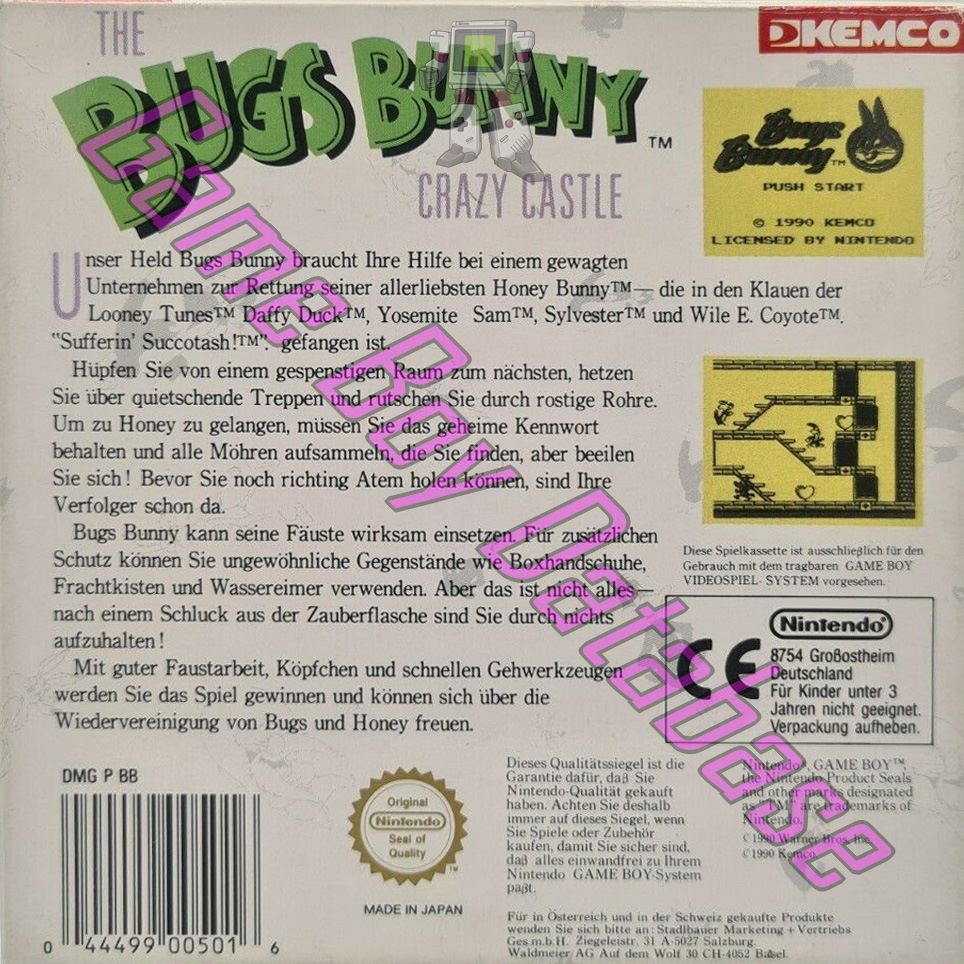 Bugs Bunny the Crazy Castle FRG Back of the box