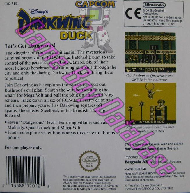 Darkwing Duck (Disney's) SCN Back of the box