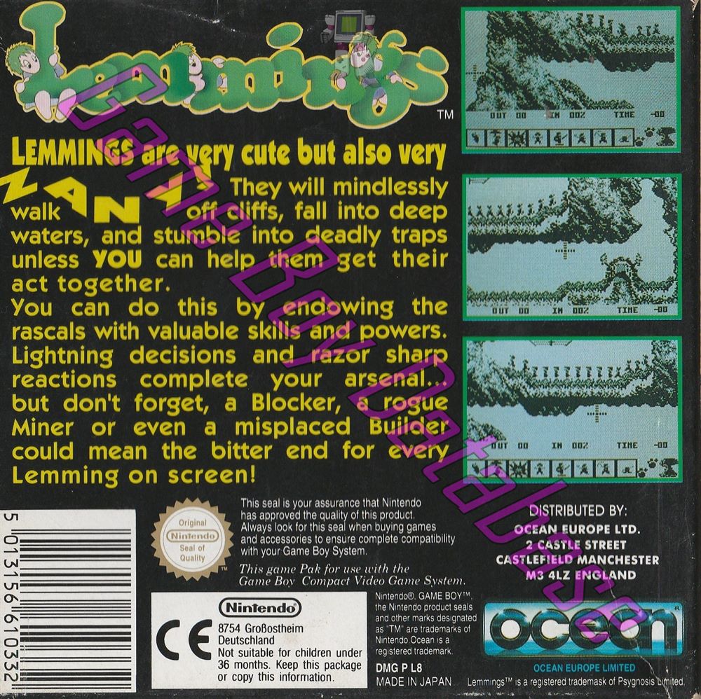 Lemmings UKV Back of the box