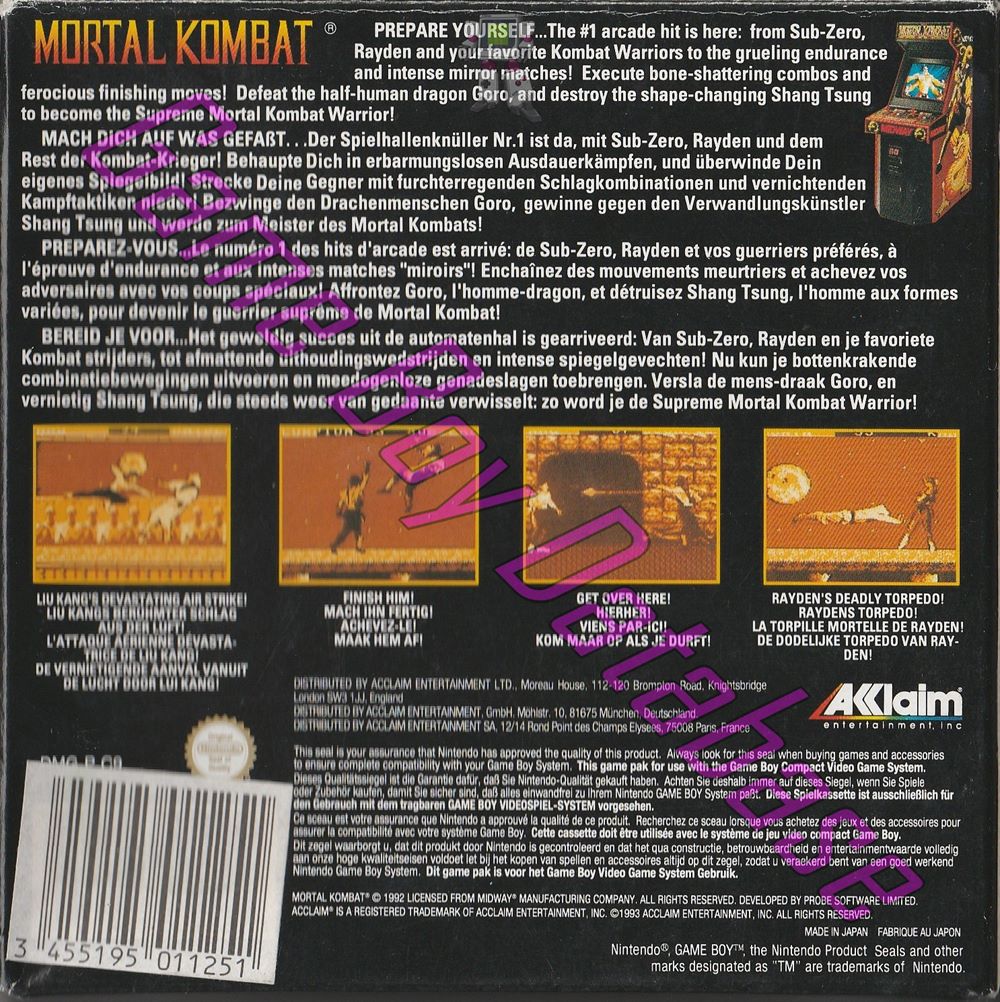 Mortal Kombat FAH-2 Back of the box