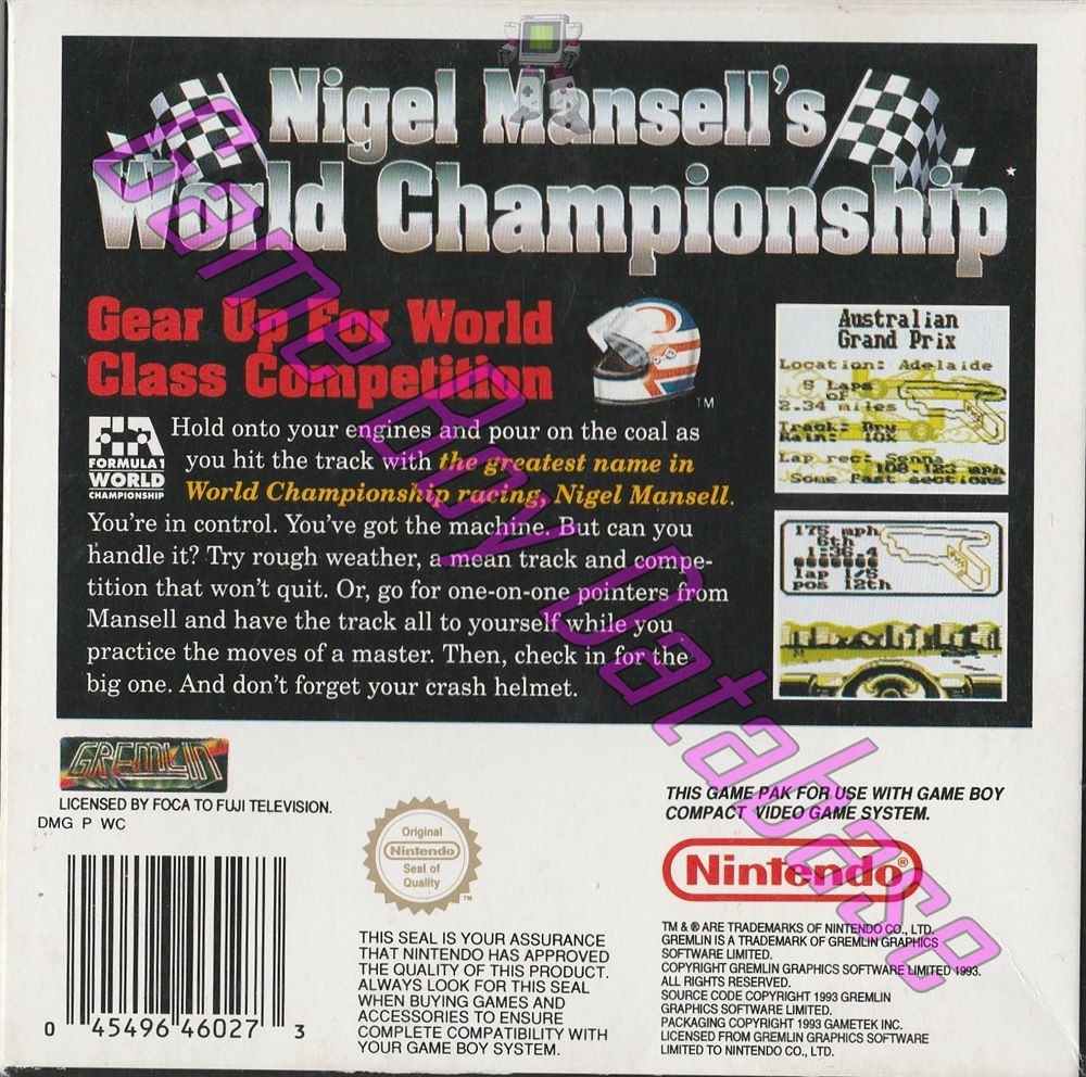 Nigel Mansell’s World Championship AUS-1 Back of the box