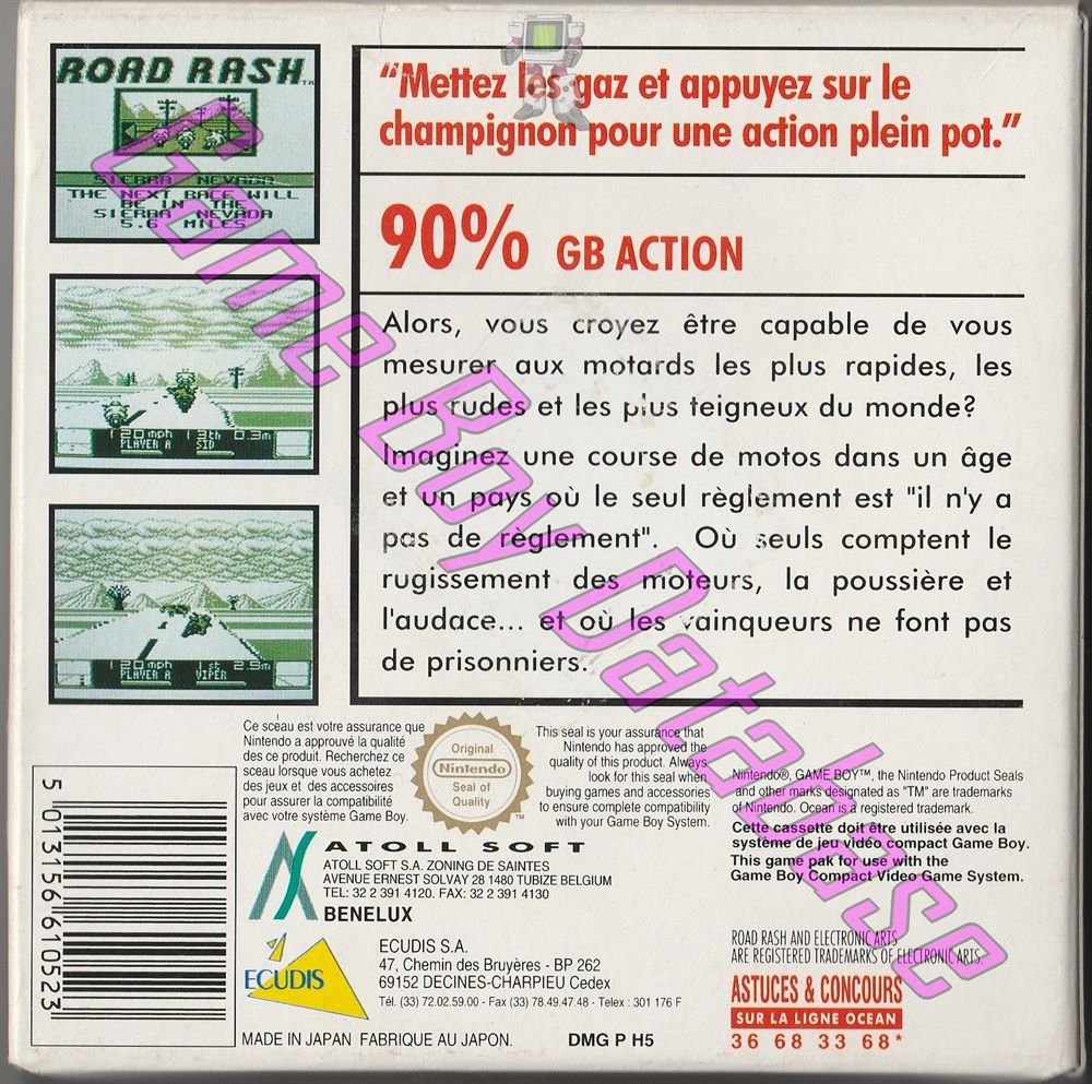 Road Rash FAH-2 Back of the box