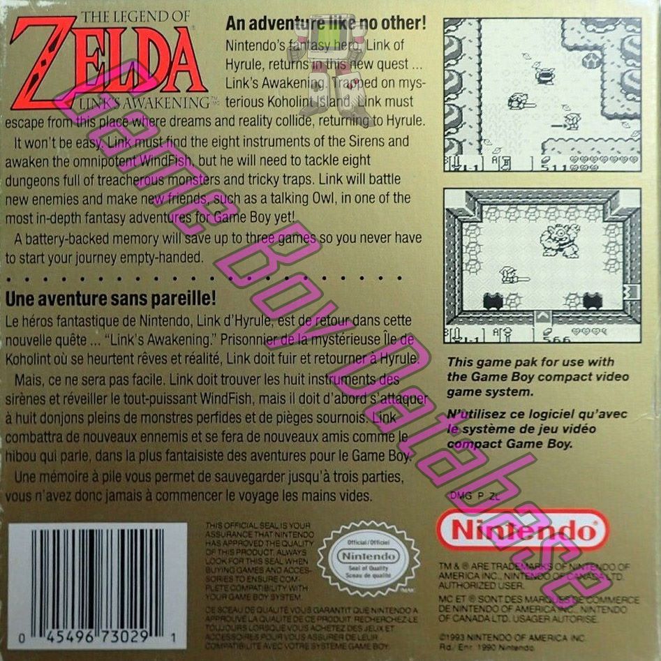 Legend of Zelda Link's Awakening (the) CAN Back of the box