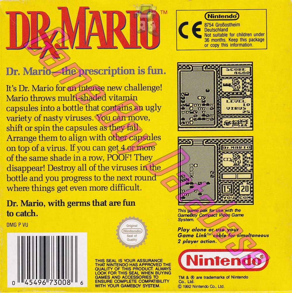 Dr. Mario GPS Back of the box