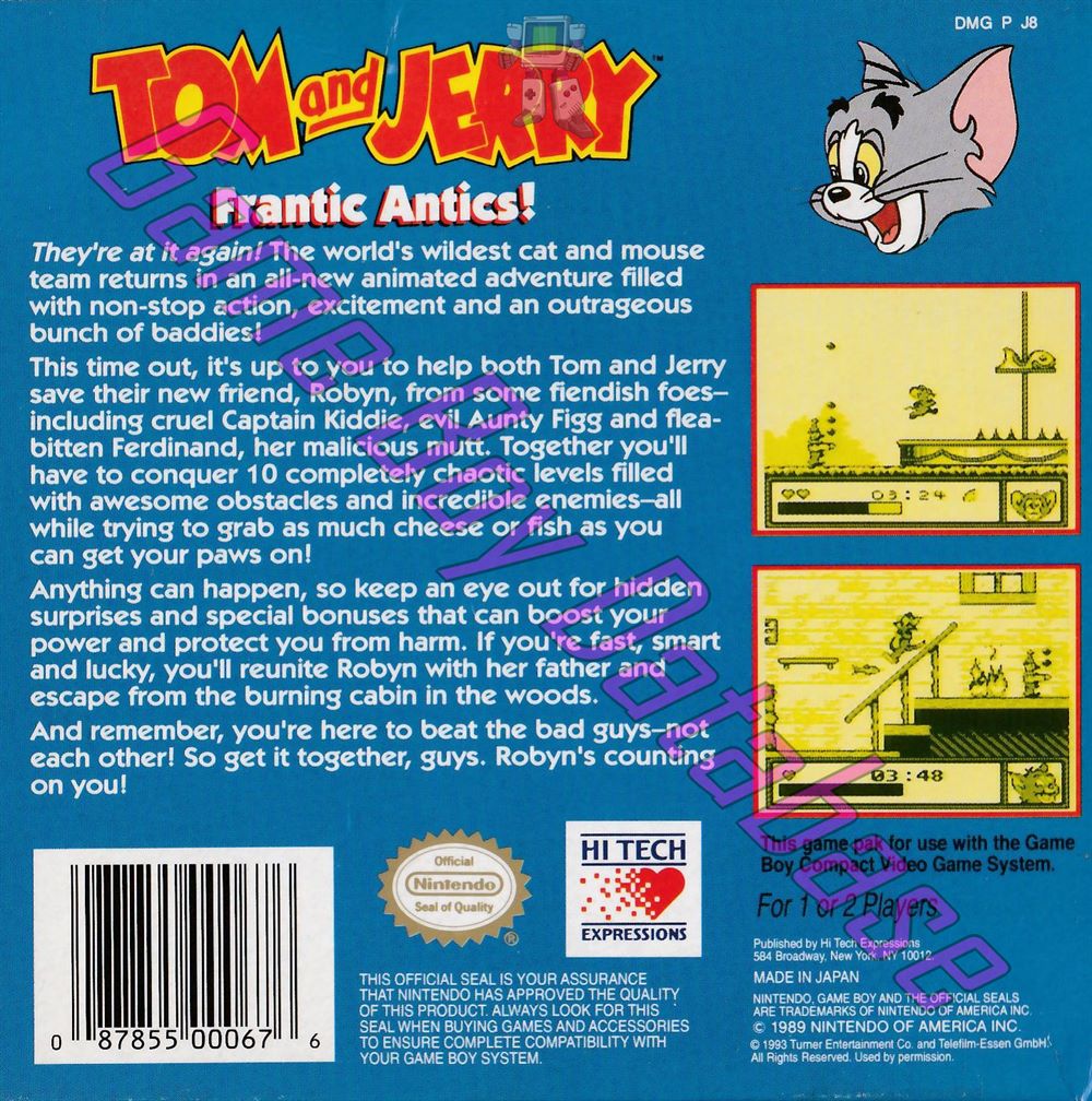 Tom & Jerry Frantic Antics USA Back of the box