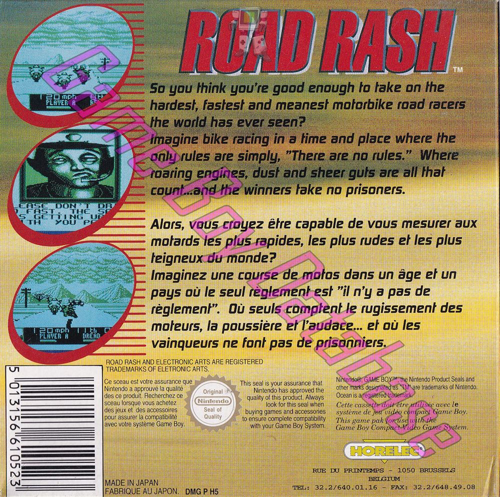 Road Rash FAH-1 Back of the box