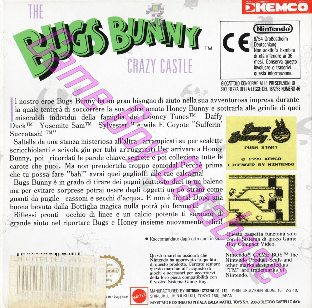 Bugs Bunny the Crazy Castle ITA Back of the box