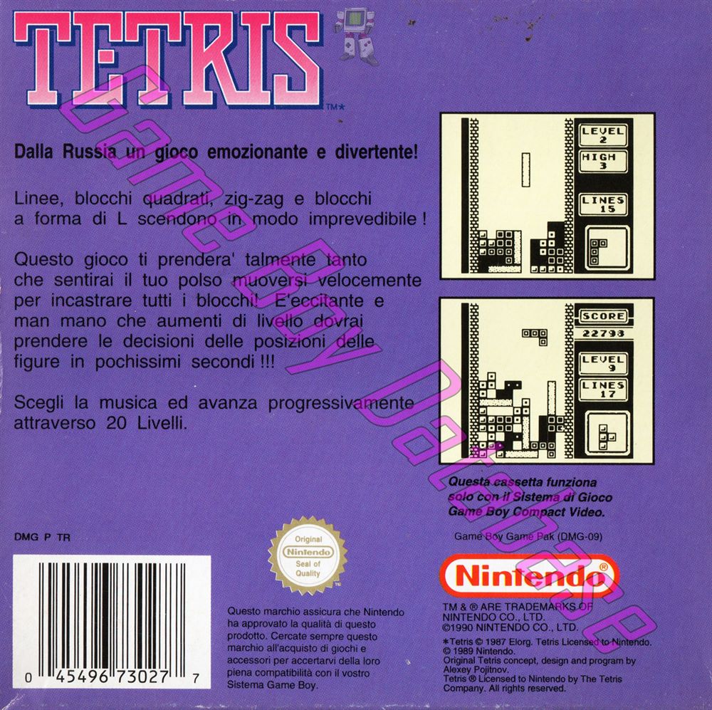 Tetris ITA-2 Back of the box