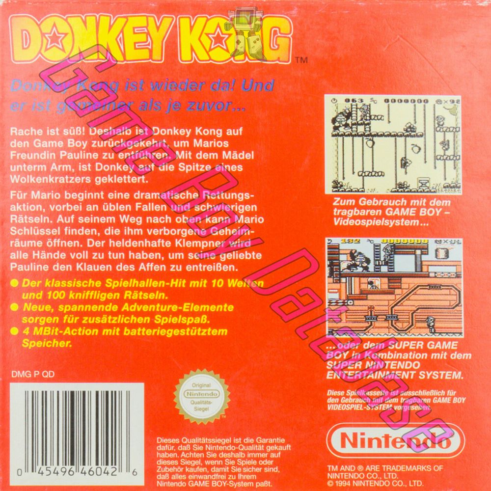 Donkey Kong (Nintendo Classics version) NOE Back of the box