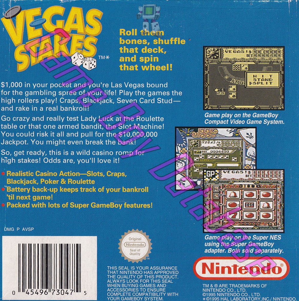 Vegas Stakes GPS-1 Back of the box