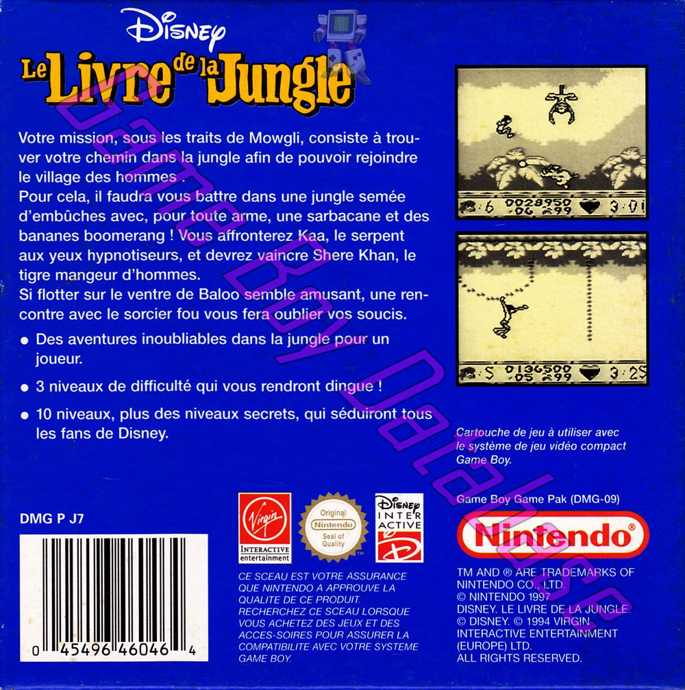 Livre de la Jungle (Disney le) NFRA-1 Back of the box