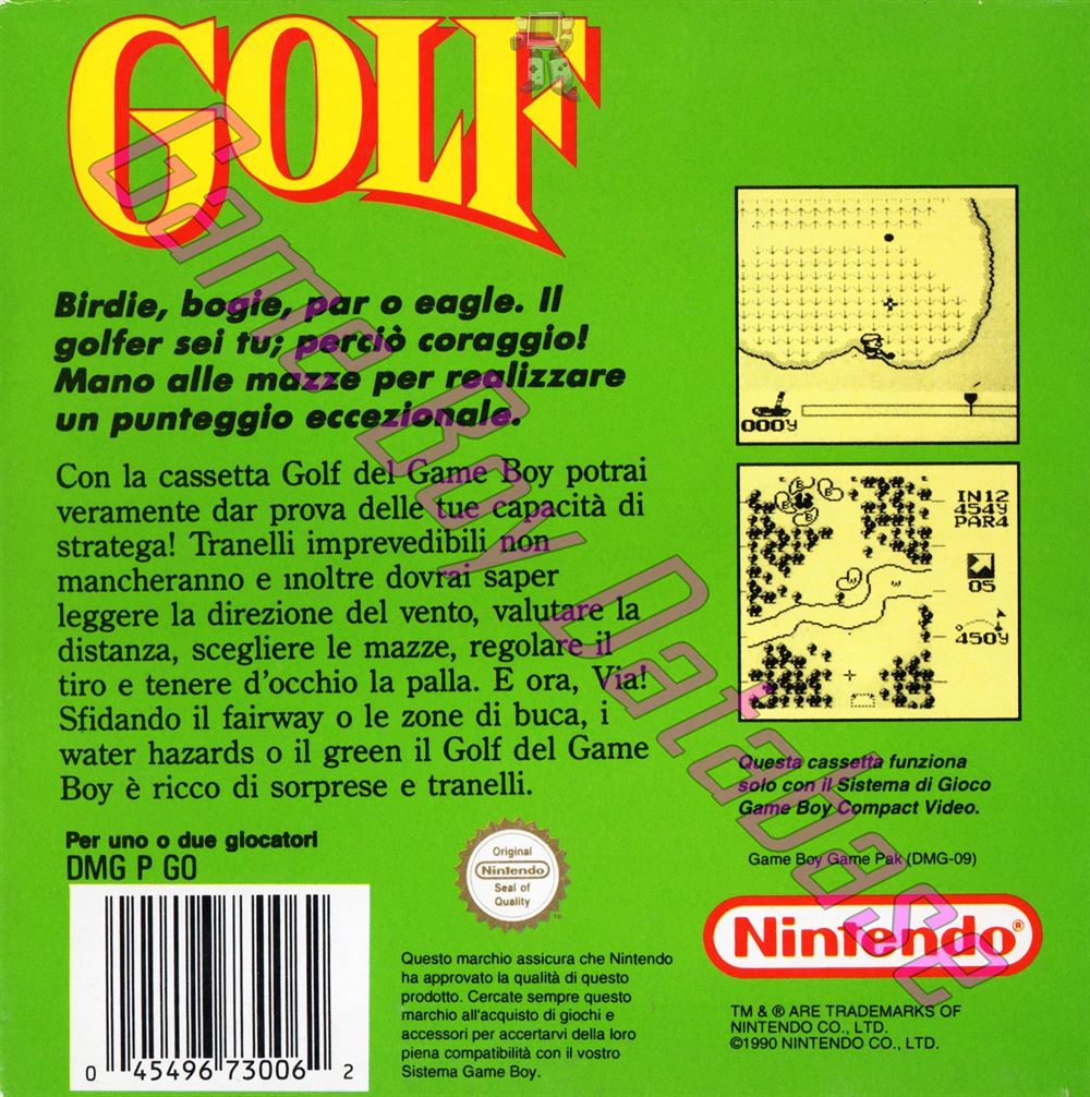 Golf ITA-3 Back of the box