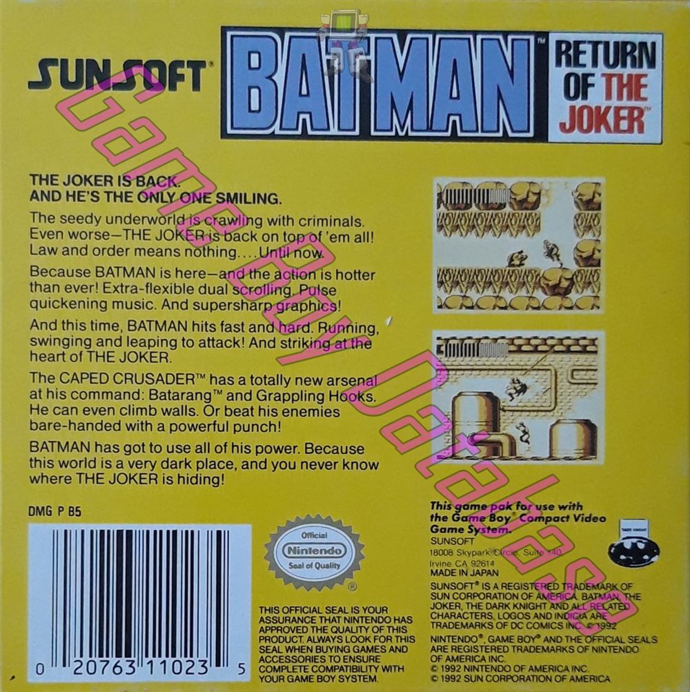 Batman Return of the Joker USA-1 Back of the box