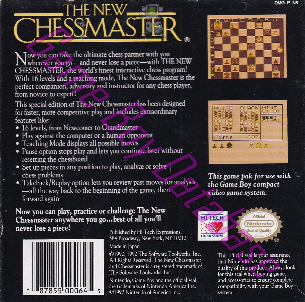 New Chessmaster (the) USA Back of the box