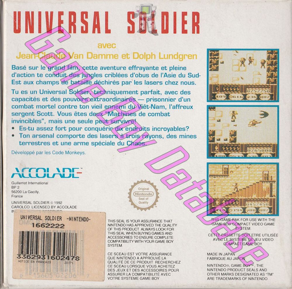 Universal Soldier FAH Back of the box