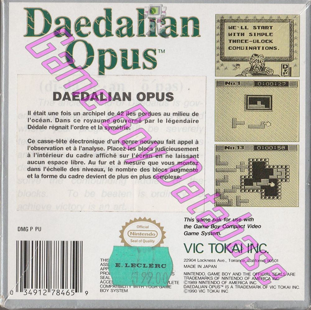 Daedalian Opus USA Back of the box