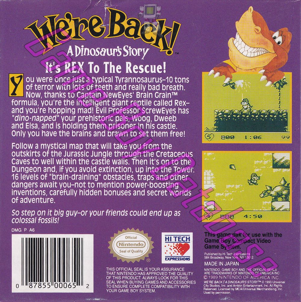 We're Back!: a Dinosaurs Story USA Back of the box