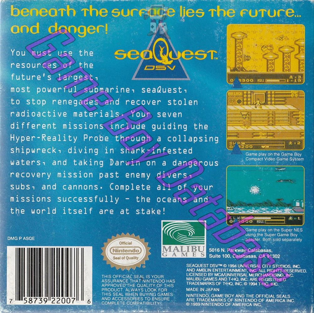 SeaQuest DSV USA Back of the box