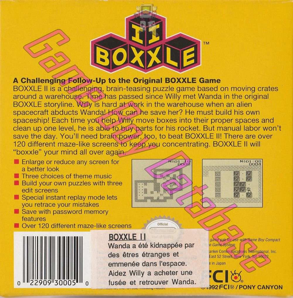 Boxxle II USA Back of the box