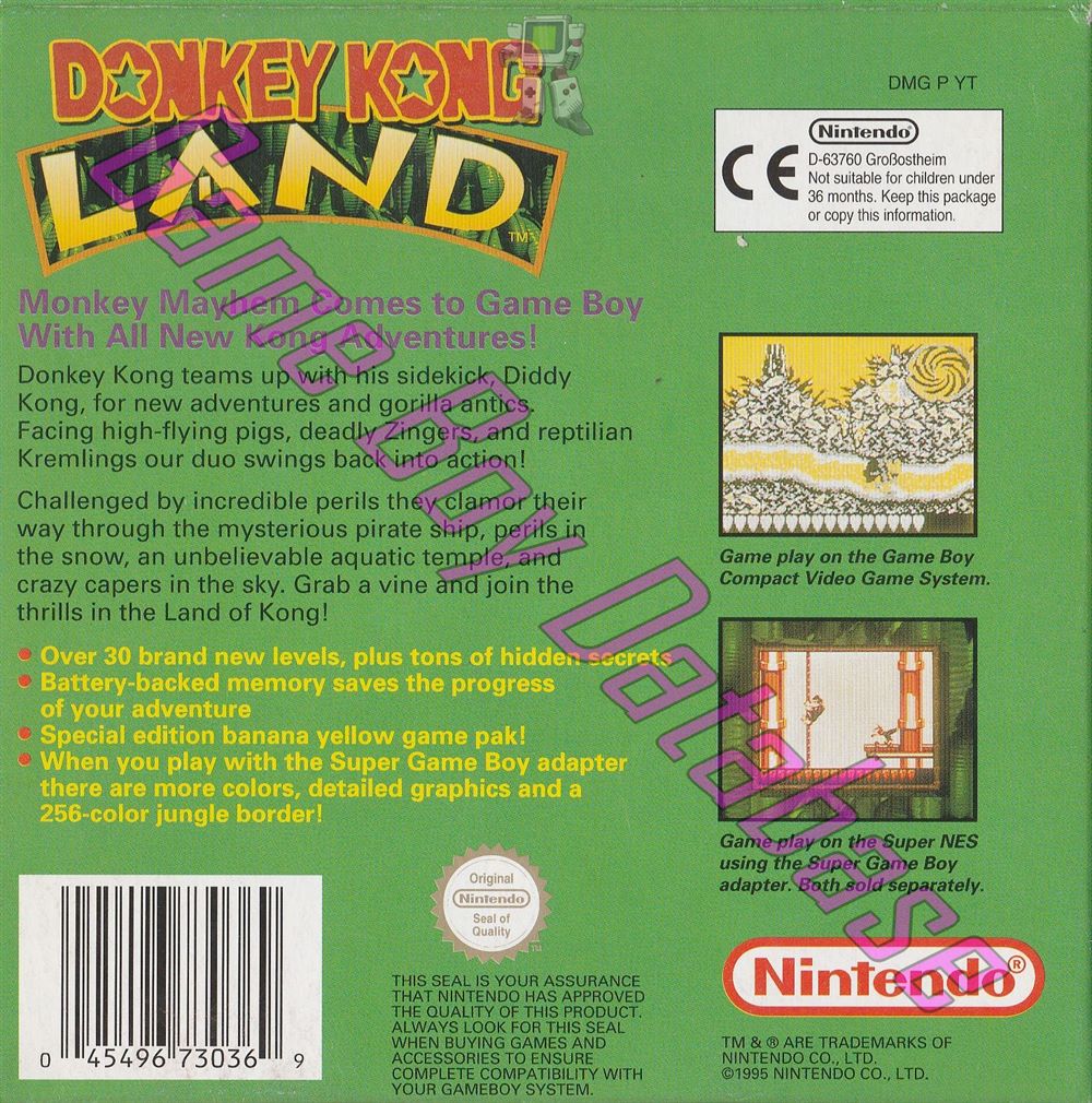 Donkey Kong Land GPS Back of the box