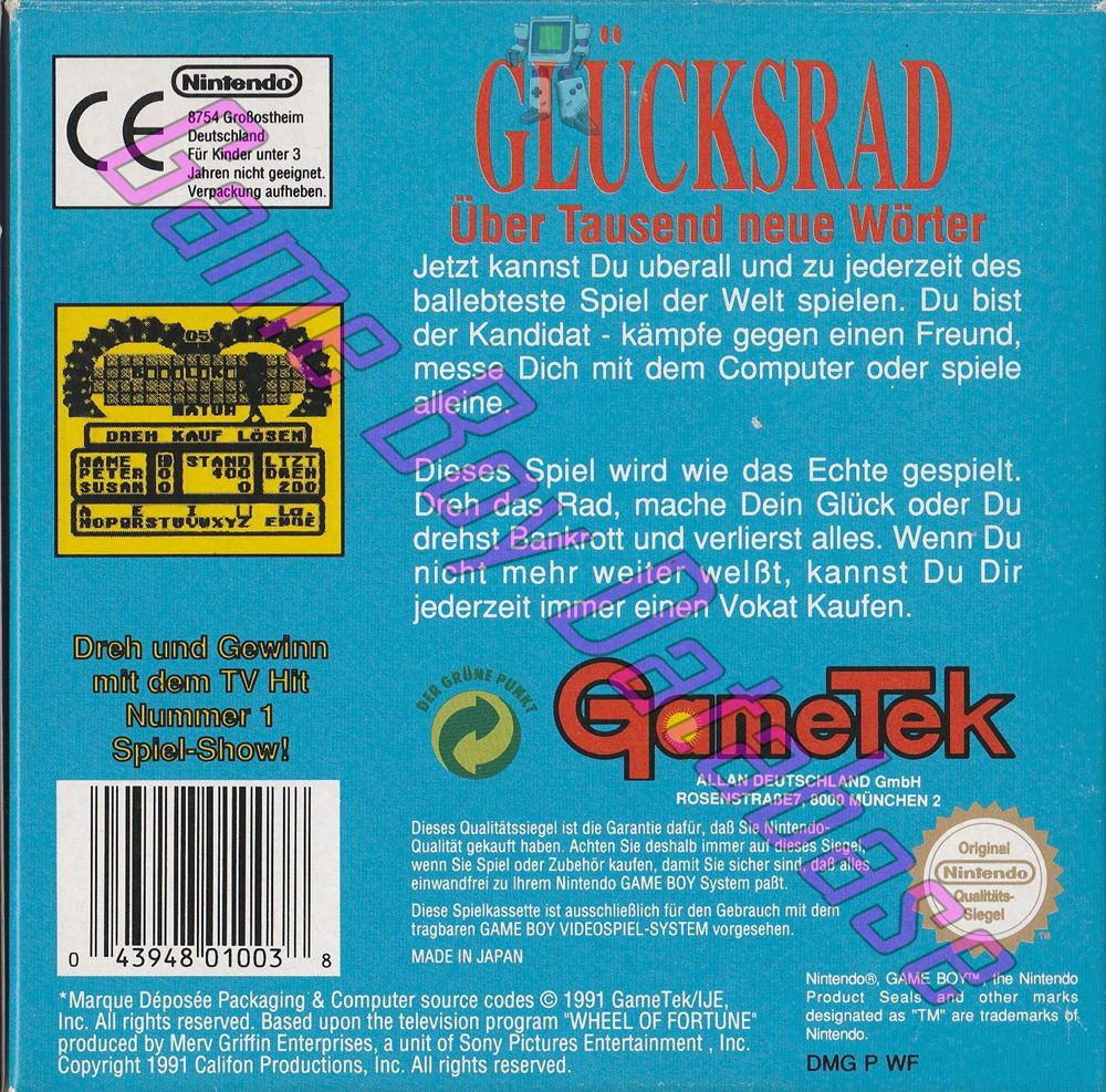 Glucksrad NOE Back of the box