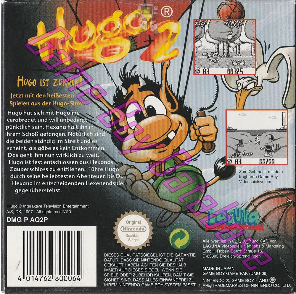 Hugo 2 NOE Back of the box