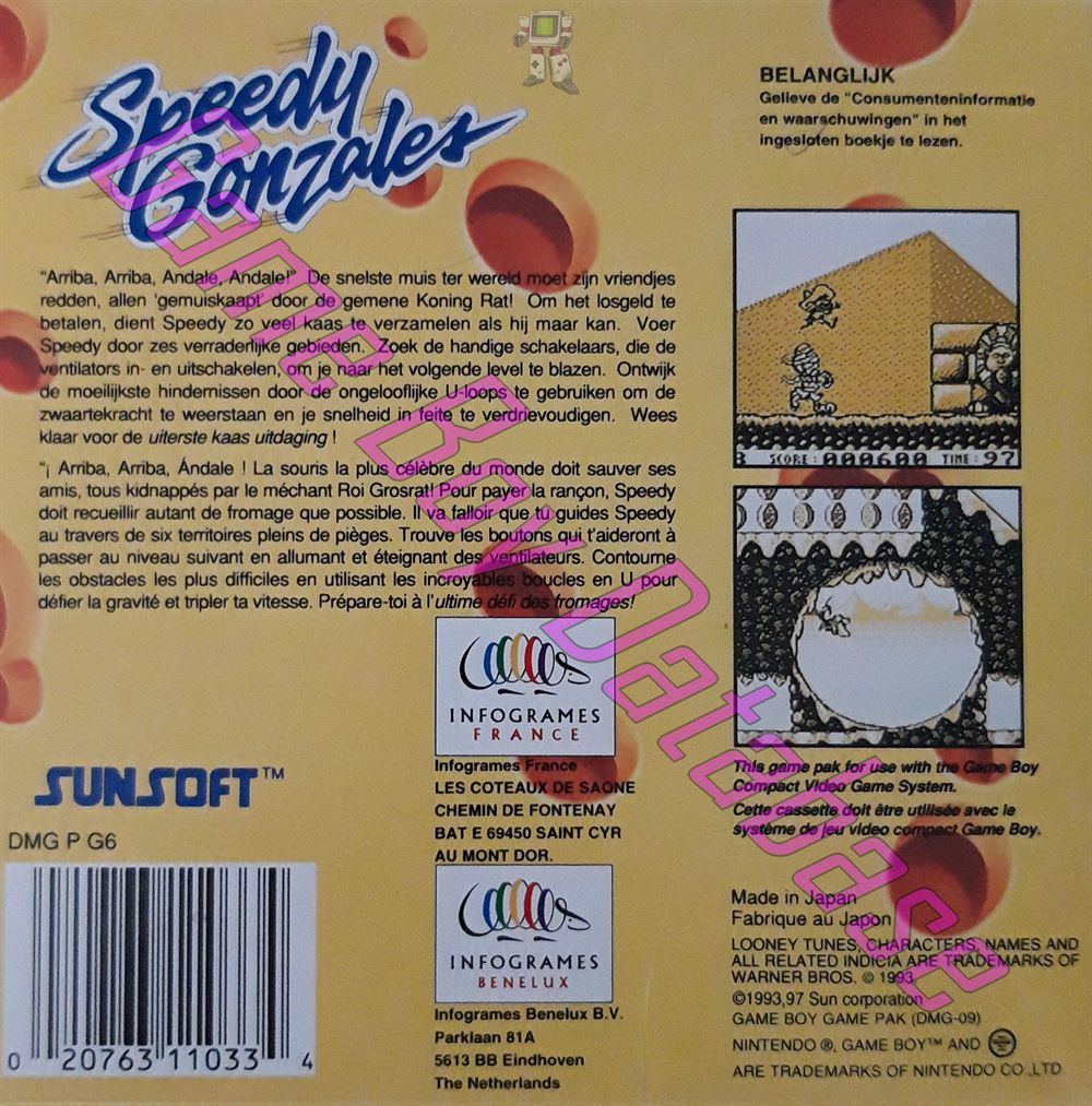 Speedy Gonzales FAH-5 Back of the box