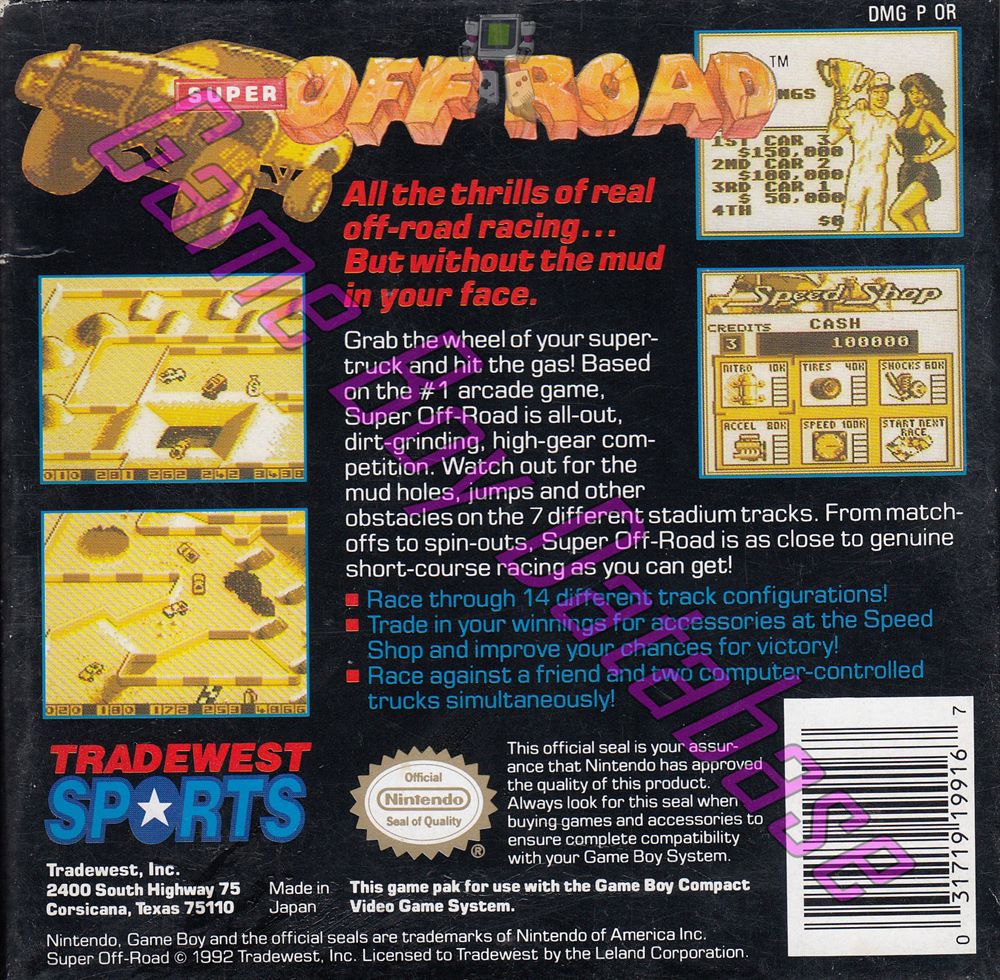 Super Off Road USA Back of the box