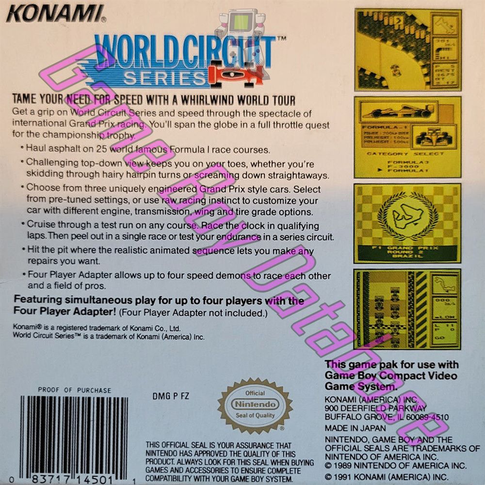 World Circuit Series USA-1 Back of the box