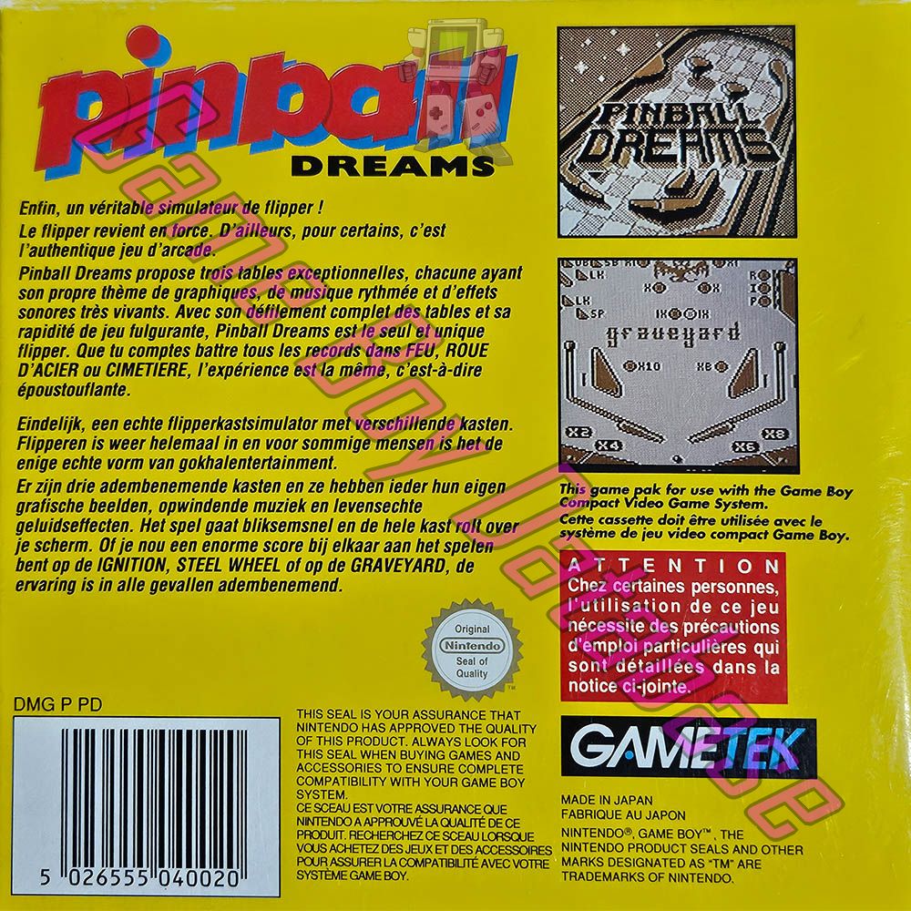 Pinball Dreams FAH-1 Back of the box