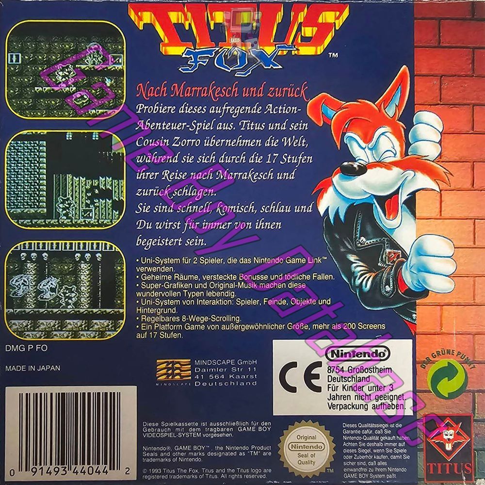 Titus the Fox FRG-1 Back of the box