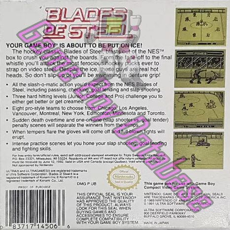 Blades of Steel USA-1 Back of the box