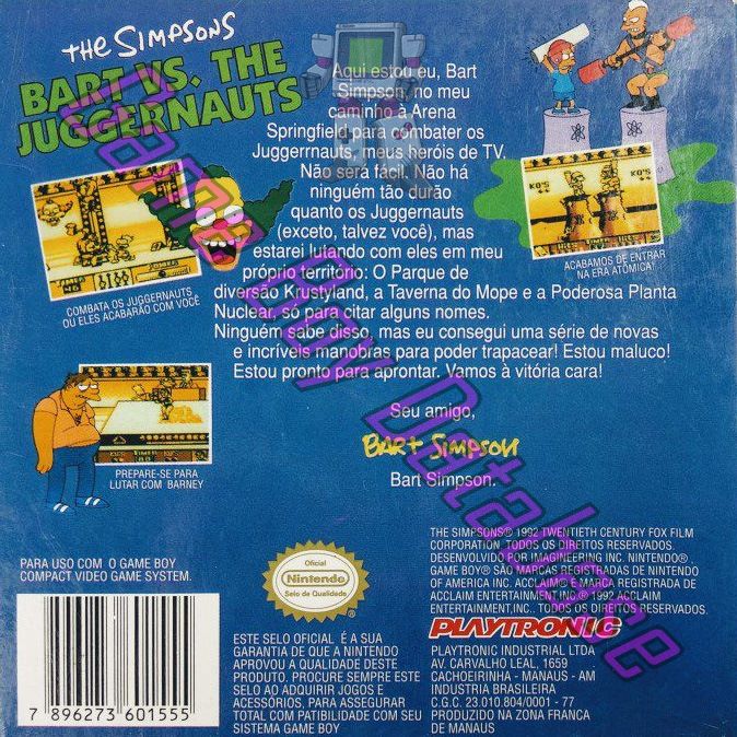 Simpsons Bart vs. the Juggernauts (the) BRA Back of the box