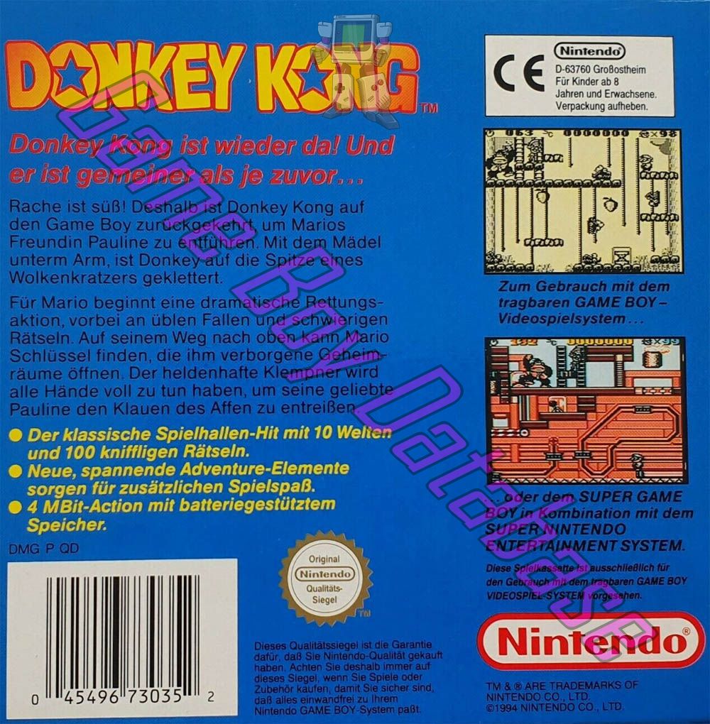 Donkey Kong NOE Back of the box