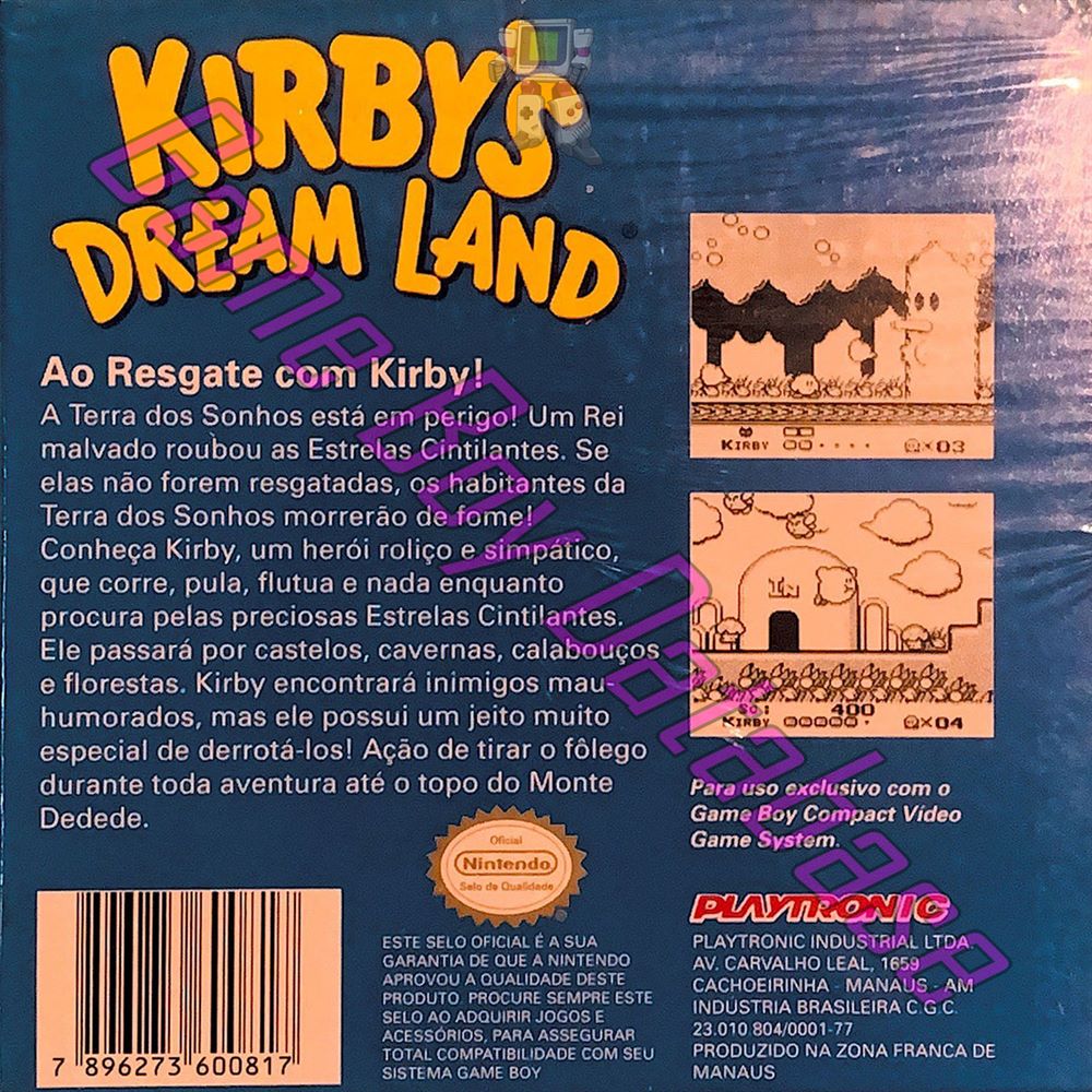 Kirby's Dream Land BRA Back of the box