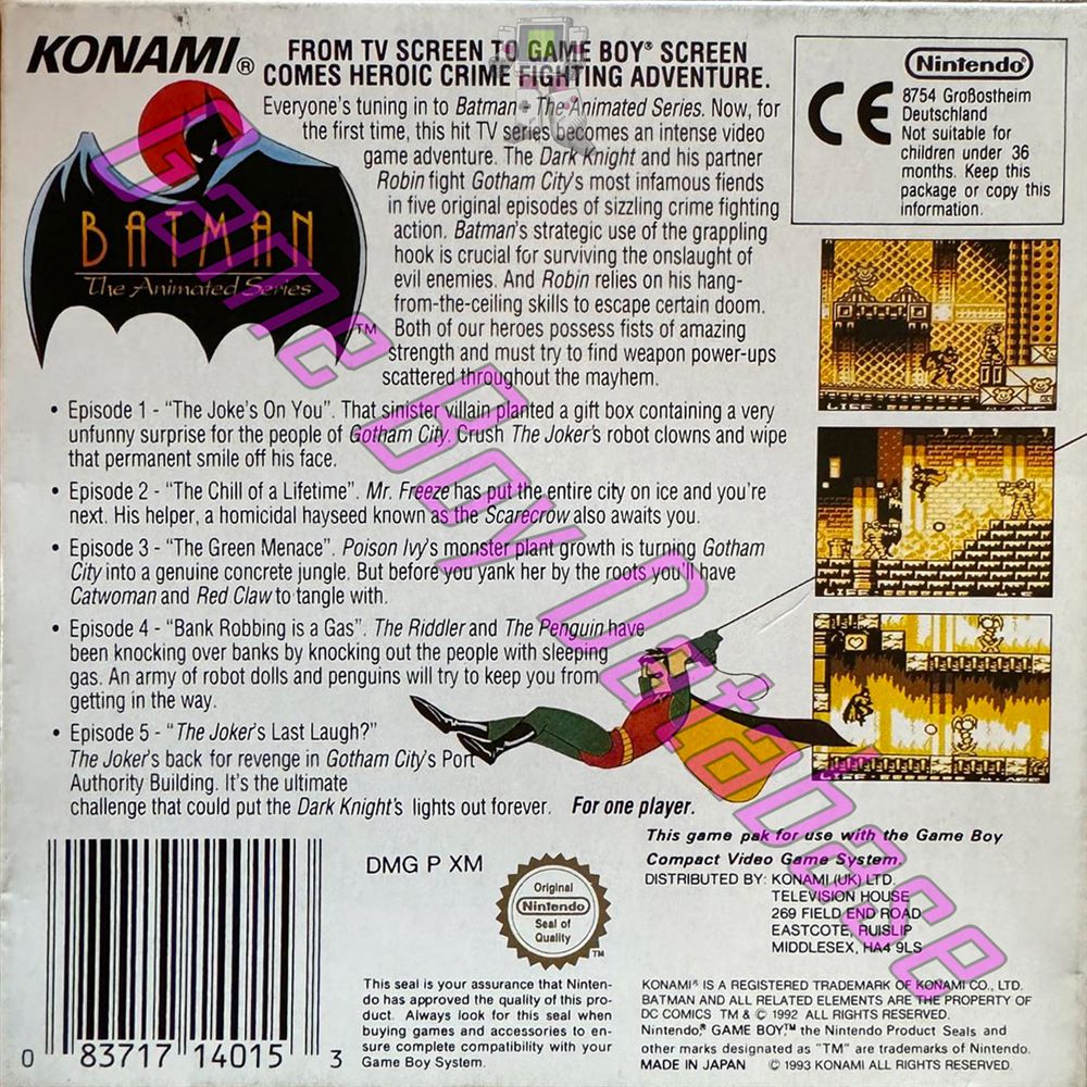 Batman the Animated Series UKV Back of the box