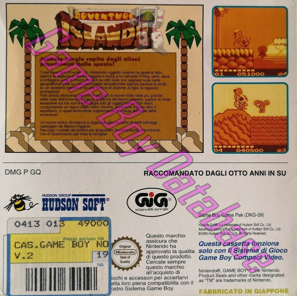 Adventure Island II ITA Back of the box