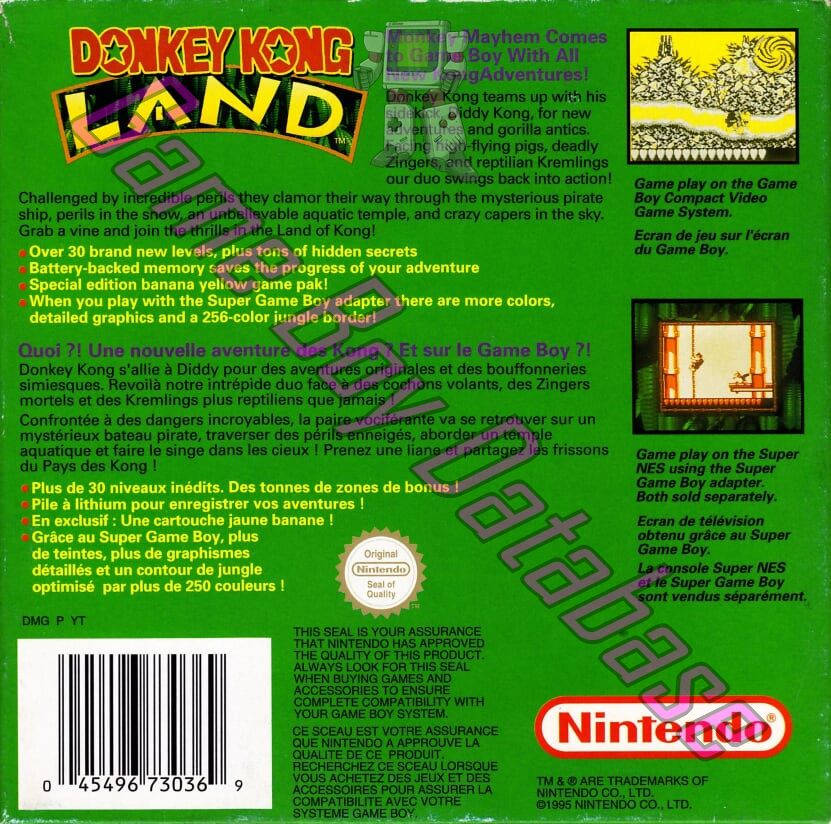 Donkey Kong Land FAH Back of the box