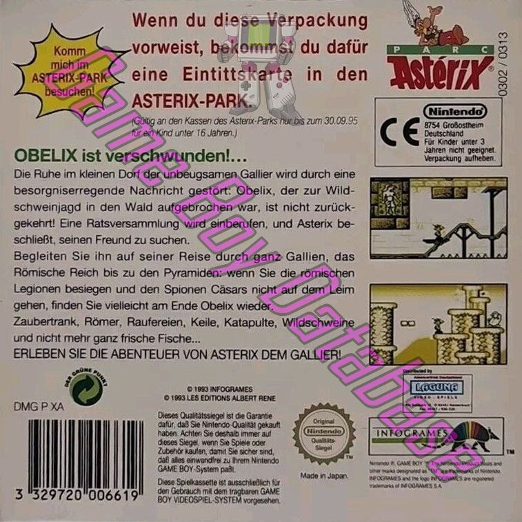 Astérix NOE-2 Back of the box