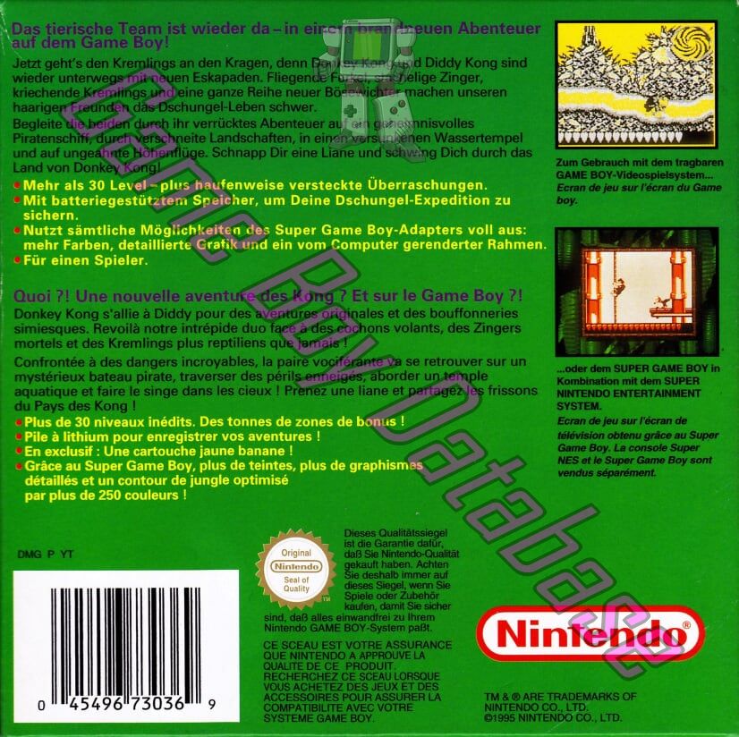 Donkey Kong Land FRG-1 Back of the box