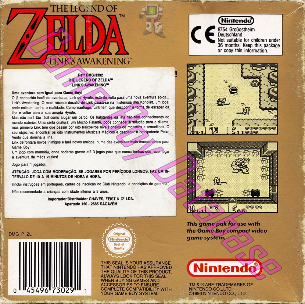 Legend of Zelda Link's Awakening (the) UKV Back of the box