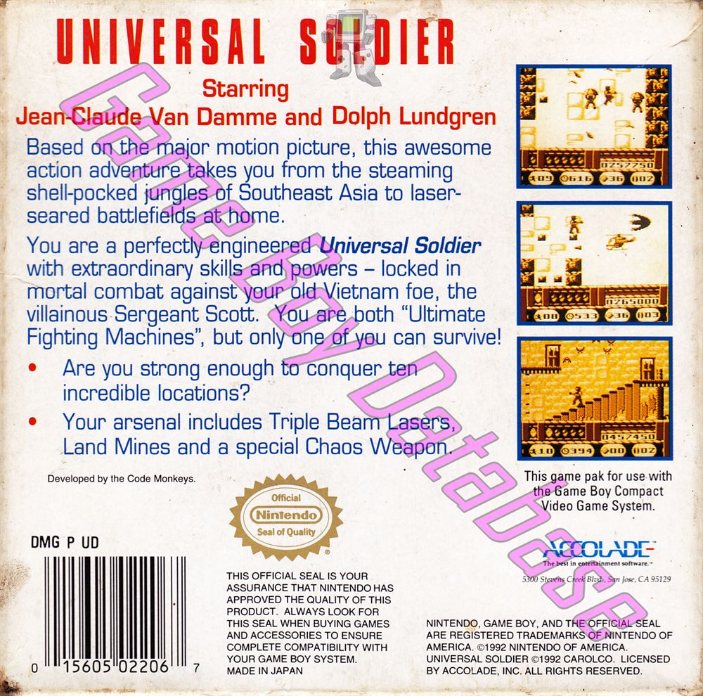 Universal Soldier USA Back of the box