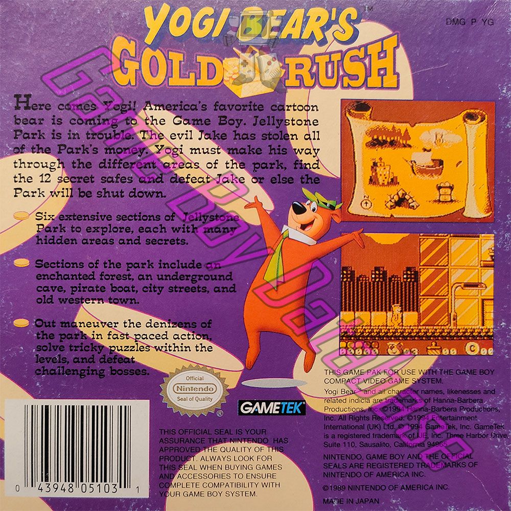 Yogi Bear's Gold Rush USA-1 Back of the box