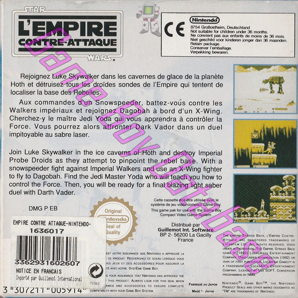 Star Wars l'Empire Contre-Attaque FAH Back of the box