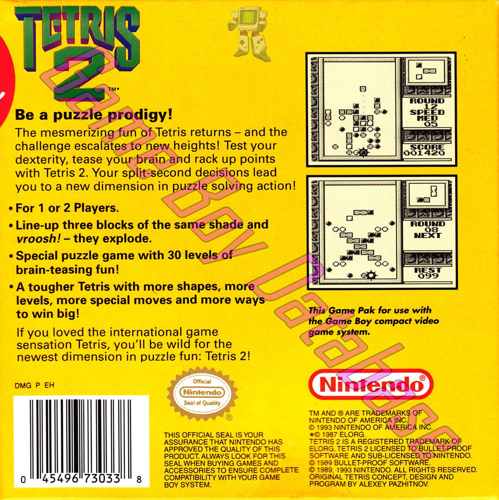 Tetris 2 USA Back of the box